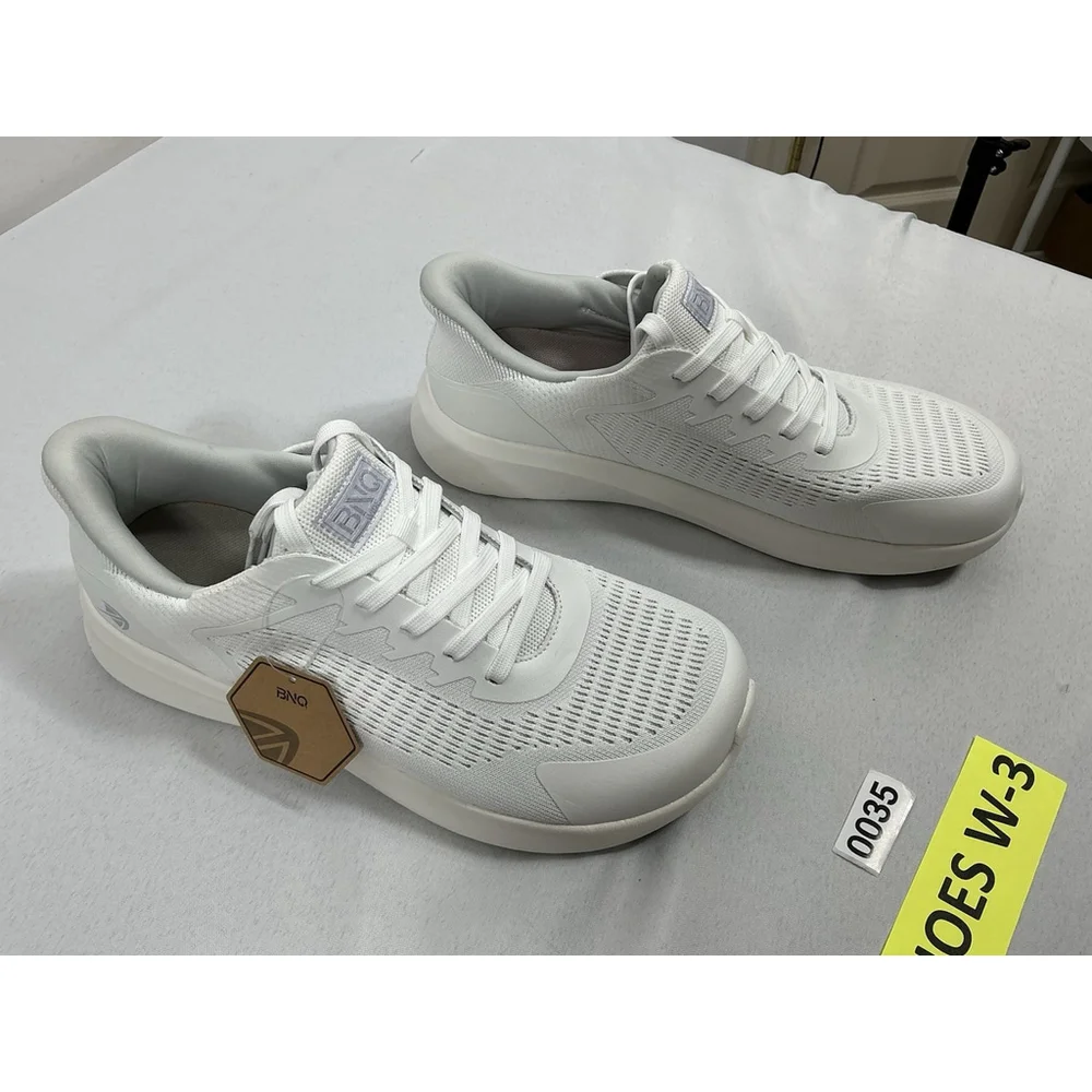 Men’s NWT BNQ Wide Lace Up Sneakers Us 11 White Mesh - Picture 2 of 8